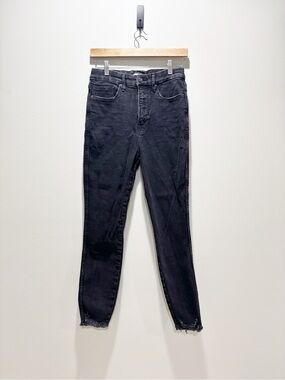 Good American Black High-Rise Good Curvy Crop Jeans Cotton Blend Size 6/28